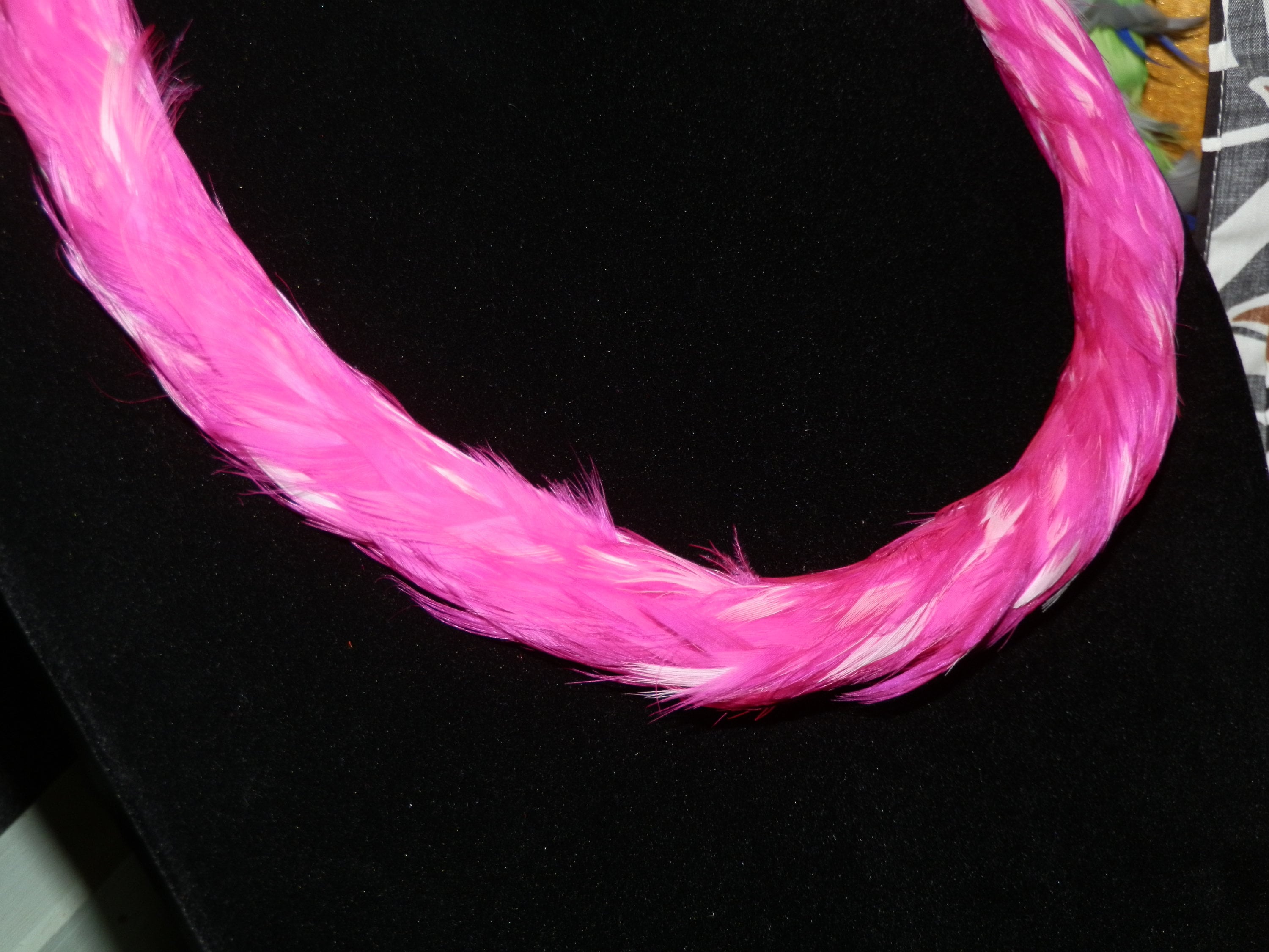 Hawaiian Feather Lei Handmade Lei Kamoe of Dyed Goose Shadowbox
