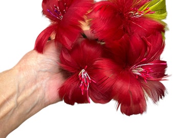 Big big hula dancer style feather flower hair fascinator, handmade on Maui in many colors we work together to create your dream piece
