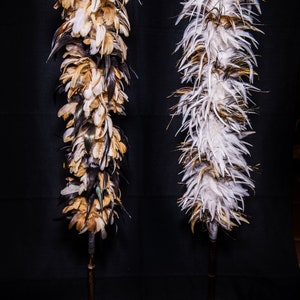 24 to 36 inch custom desktop Hawaiian Kahili, feather staffs for the Pono Home custom color and designs