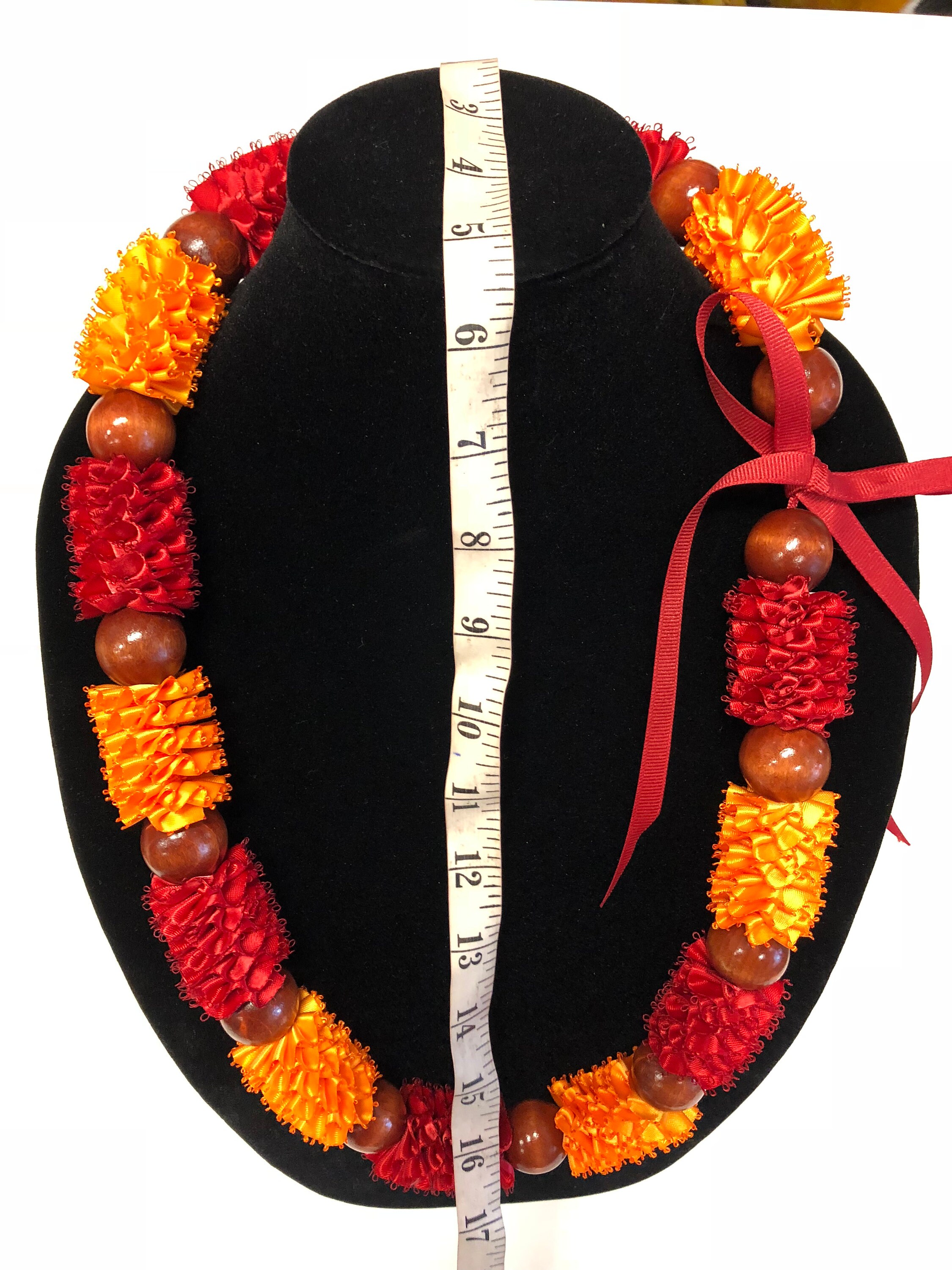 Red and gold ribbon lei keepsake handmade ribbon lei our Etsy