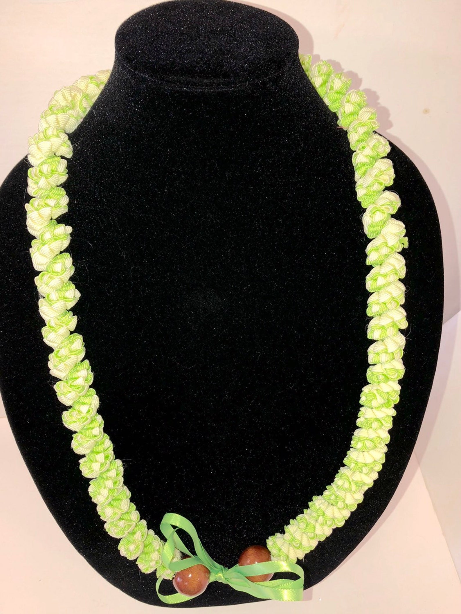 Ribbon Lei Pikake Hawaiian Wedding Lei Handmade Ribbon Leis Etsy