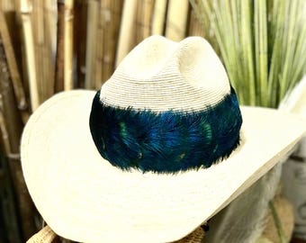 Hawaiian Peacock Feather Hatband Handmade Maui Hawaii price drop to 500