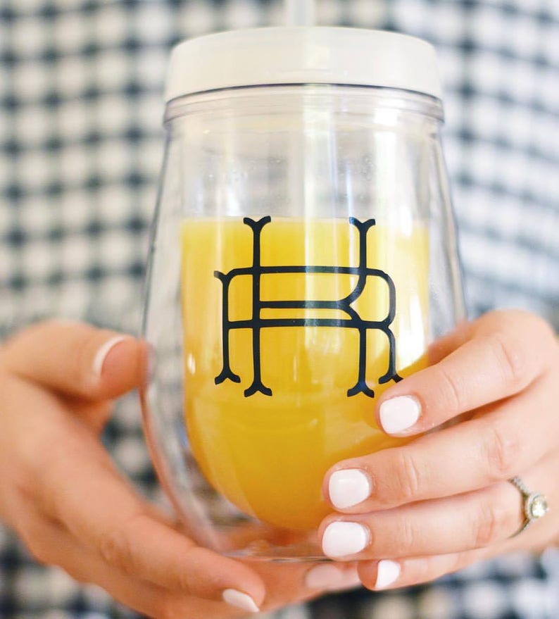 Custom Monogram Wine Tumblers Wine Tumbler Bridesmaids Etsy