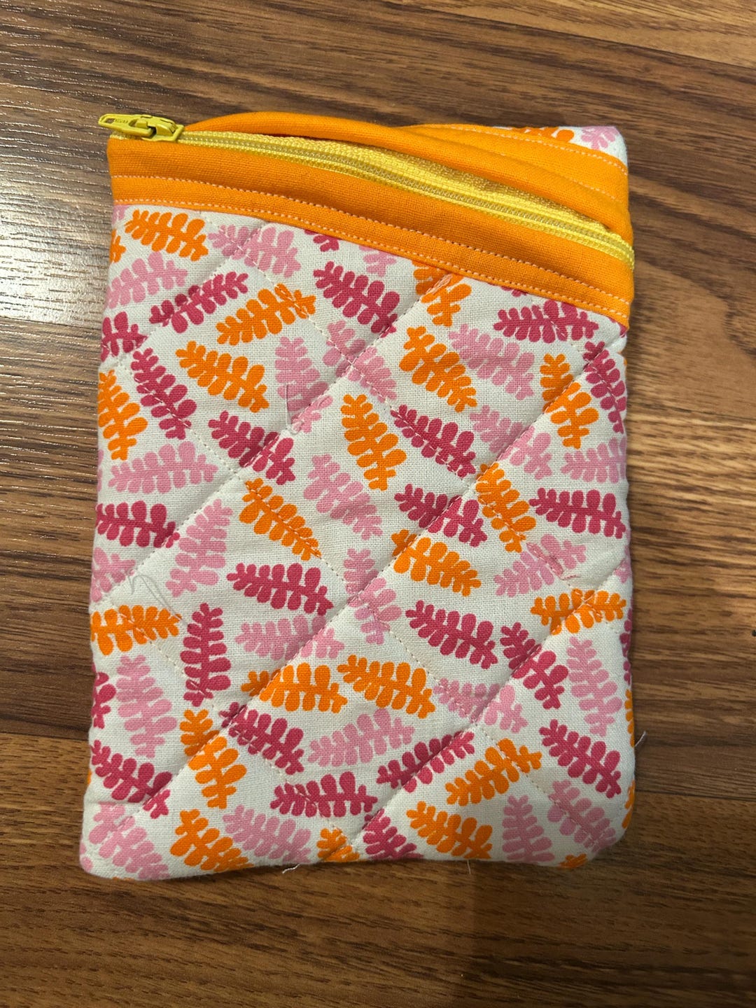 Heming Pouch Small Quilted Hemingway Pouch Pink Orange and Yellow Cotton - Handmade ...