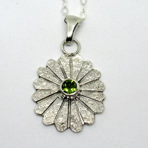 Peridot and Sterling silver snowflake charm necklace, sterling pendant, green gemstone image 4