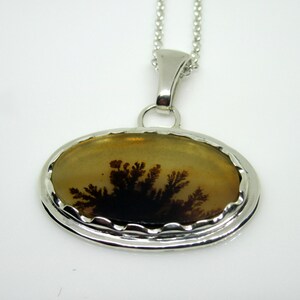 Dendritic Agate Necklace, Sterling silver, Agate Necklace, Fossil Dendrite Pendant