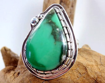 Mint Green Variscite Ring, Size 6.5, Sterling silver, Statement Ring, Green Gemstone, one of a kind, Handcrafted Ring, Cocktail ring