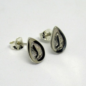 Sanskrit earrings, sterling silver stud earrings, handcrafted image 1