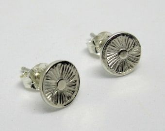 Sunburst earrings, sterling silver stud earrings, handcrafted