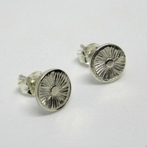 Sunburst earrings, sterling silver stud earrings, handcrafted image 1