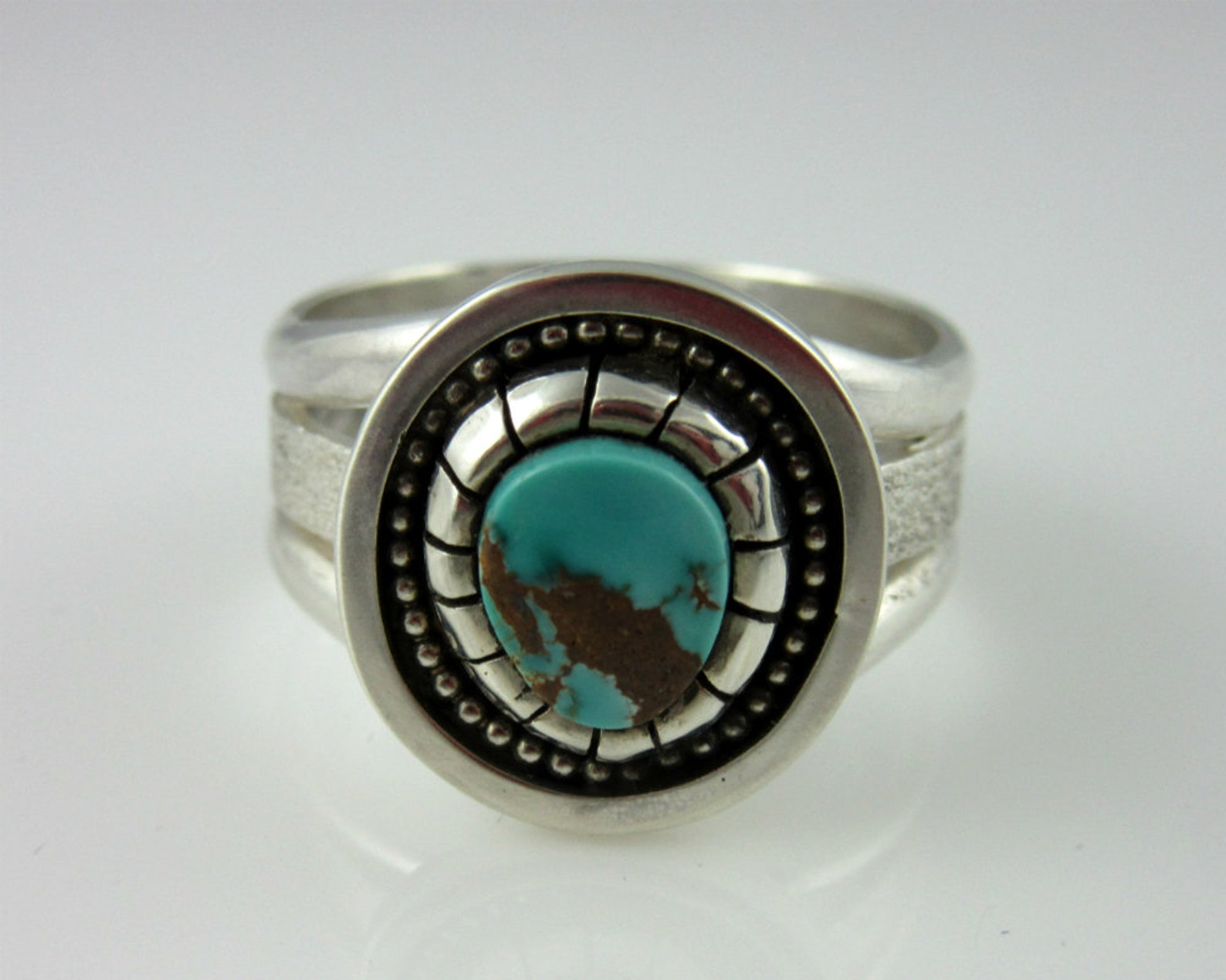 Pilot Mountain Turquoise Ring, Size 10. Sterling Silver. Southwestern