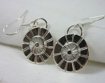 Sunburst Earrings, Sterling Silver, Hand stamped, Southwestern, boho earrings