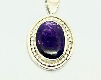 Sterling Silver and Charoite necklace pendant.