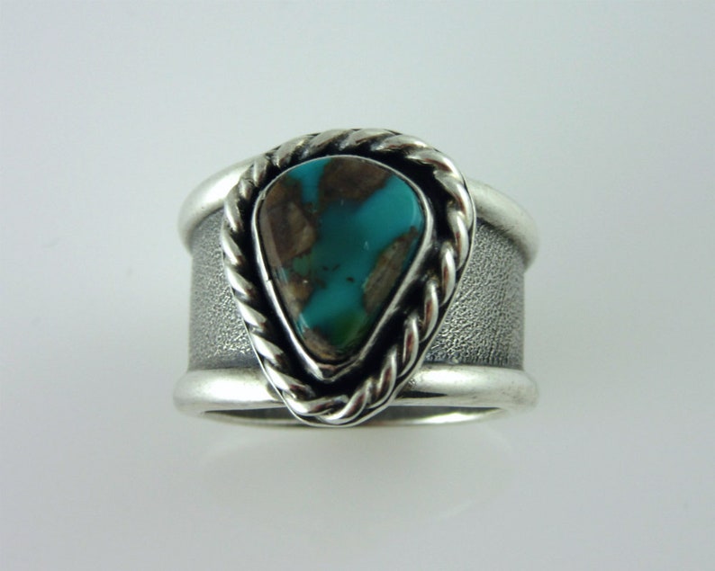 Pilot Mountain Turquoise and Sterling Silver Ring, Size 5.5, Southwestern jewelry, modern jewelry, boho ring image 3