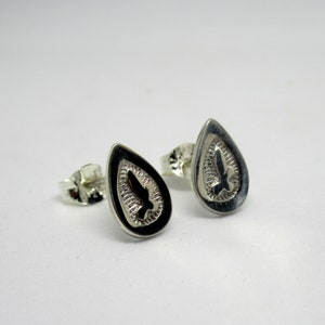 Sanskrit earrings, sterling silver stud earrings, handcrafted image 5