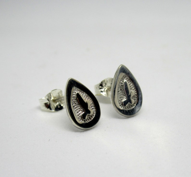 Sanskrit earrings, sterling silver stud earrings, handcrafted image 5