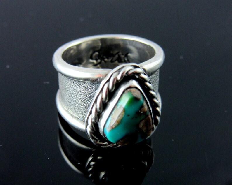 Pilot Mountain Turquoise and Sterling Silver Ring, Size 5.5, Southwestern jewelry, modern jewelry, boho ring image 6