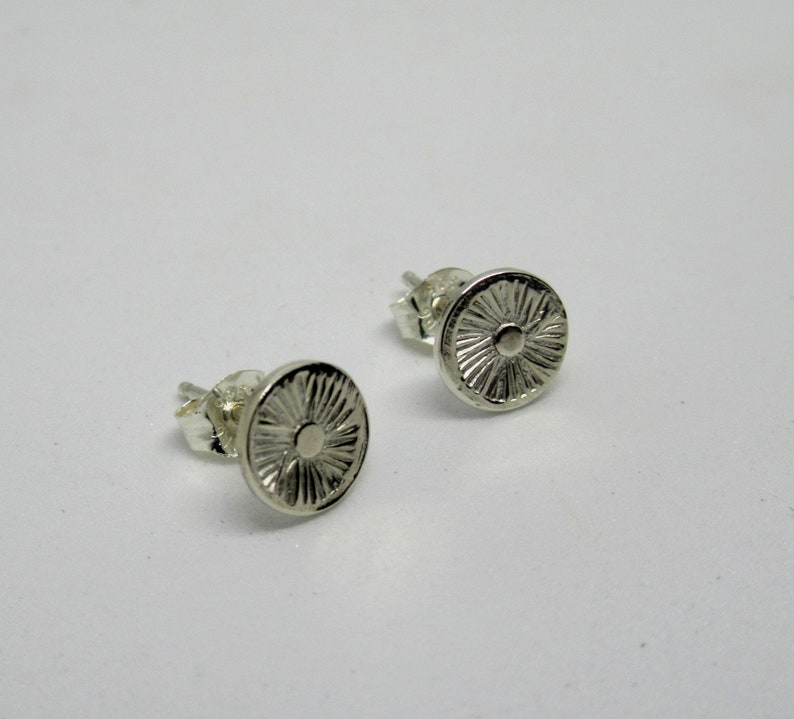 Sunburst earrings, sterling silver stud earrings, handcrafted image 8
