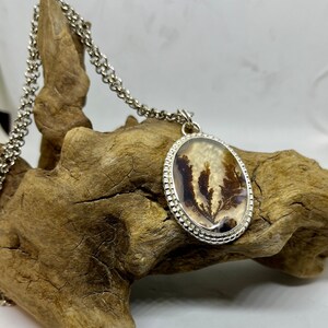 Dendritic Agate Necklace, Sterling silver, Agate Necklace, Fossil Dendrite Pendant image 9