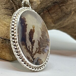 Dendritic Agate Necklace, Sterling silver, Agate Necklace, Fossil Dendrite Pendant image 7