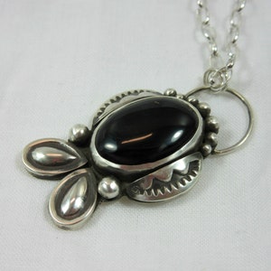 Black Onyx & Sterling silver Pendant Necklace, Black gemstone, Statement necklace, Southwestern Jewelry image 6