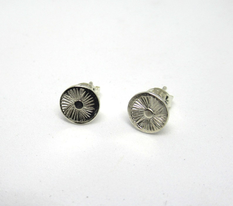 Sunburst earrings, sterling silver stud earrings, handcrafted image 2
