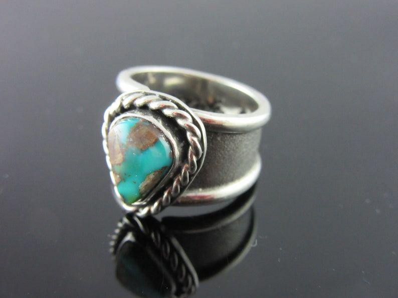 Pilot Mountain Turquoise and Sterling Silver Ring, Size 5.5, Southwestern jewelry, modern jewelry, boho ring image 2