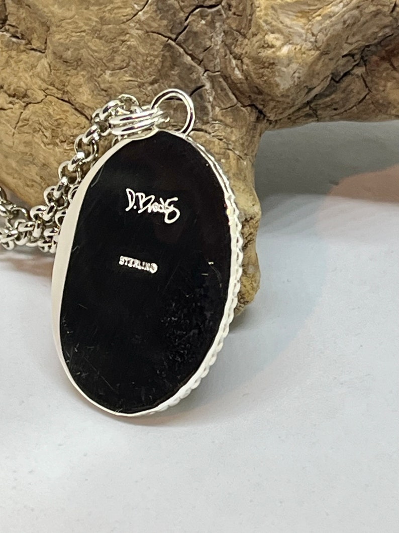 Dendritic Agate Necklace, Sterling silver, Agate Necklace, Fossil Dendrite Pendant image 10