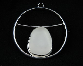 Frosted White Sea Glass and Sterling Silver Necklace, Beach Jewelry, Perfect Gift