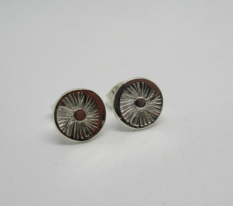 Sunburst earrings, sterling silver stud earrings, handcrafted image 4