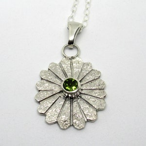 Peridot and Sterling silver snowflake charm necklace, sterling pendant, green gemstone image 6