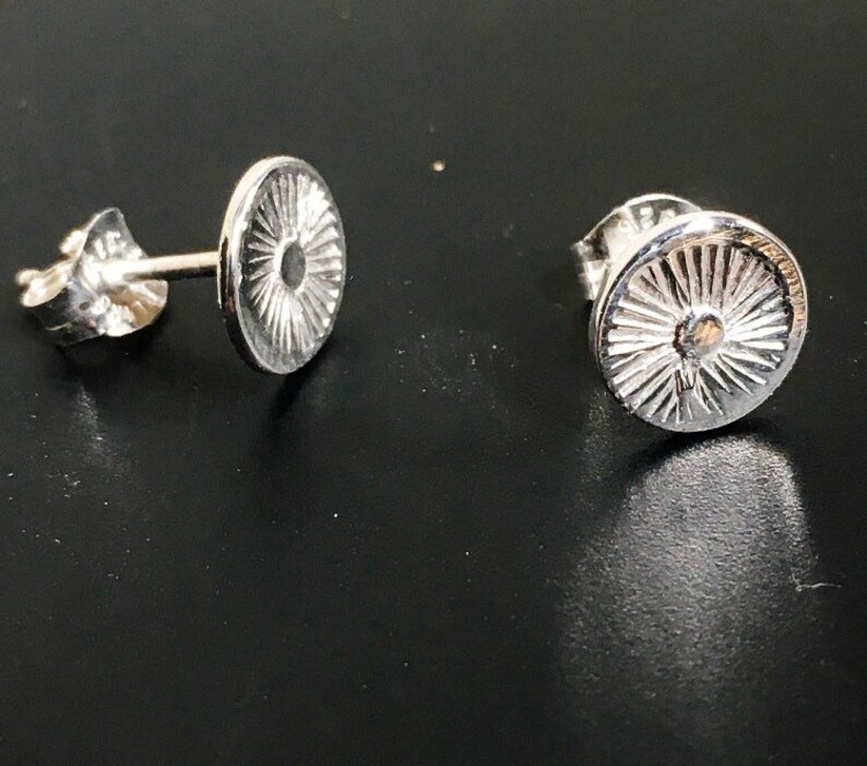 Sunburst earrings, sterling silver stud earrings, handcrafted image 6