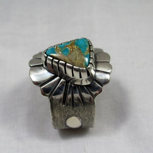 Pilot Mountain Turquoise Ring, Size 7.75. sterling Silver. Southwestern jewelry, modern jewelry, boho ring image 9