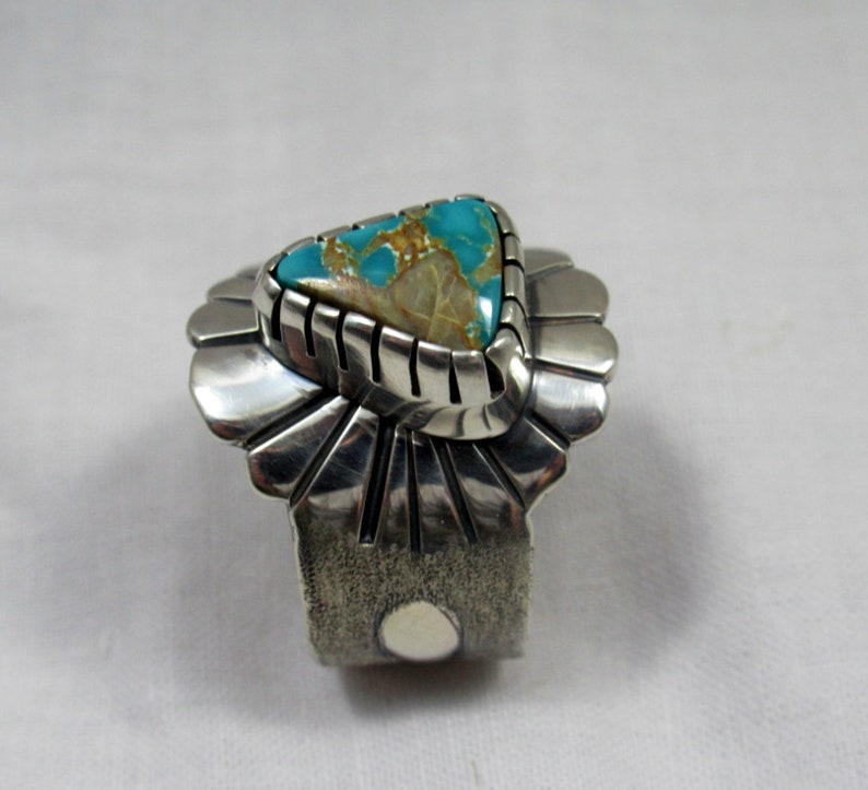 Pilot Mountain Turquoise Ring, Size 7.75. sterling Silver. Southwestern jewelry, modern jewelry, boho ring image 9