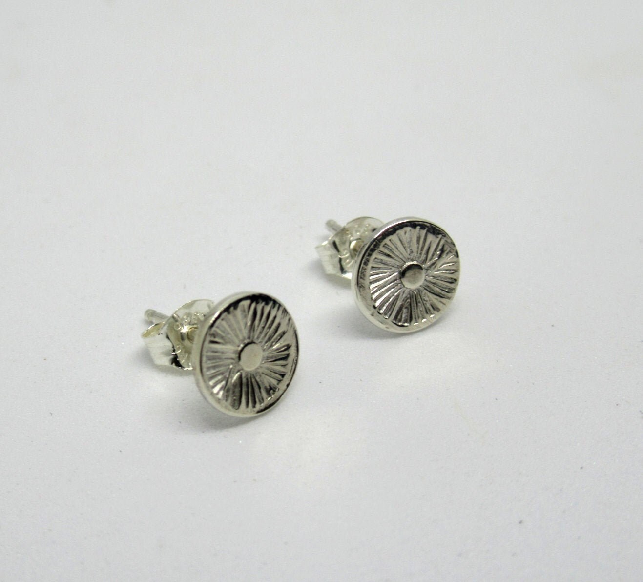 Sunburst Earrings Sterling Silver Stud Earrings Handcrafted - Etsy