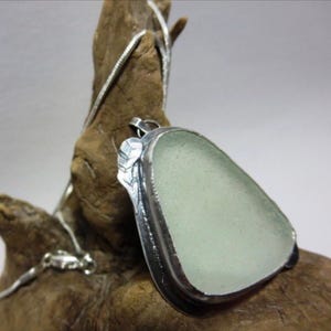Light as a Feather - Frosted White Sea Glass Bezel Set Necklace