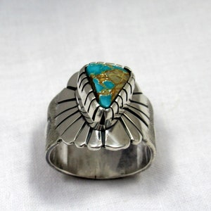 Pilot Mountain Turquoise Ring, Size 7.75. sterling Silver. Southwestern jewelry, modern jewelry, boho ring image 8