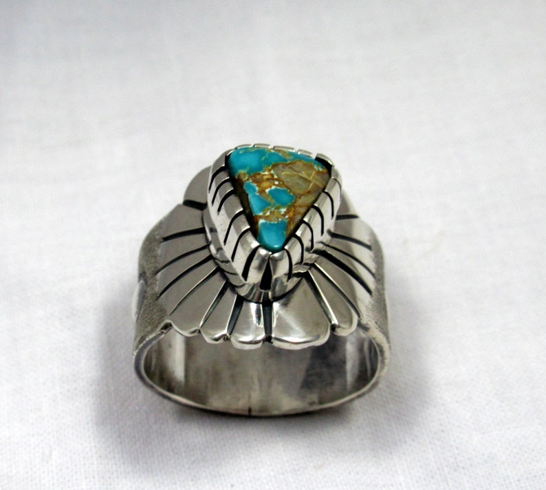 Pilot Mountain Turquoise Ring, Size 7.75. sterling Silver. Southwestern jewelry, modern jewelry, boho ring image 8