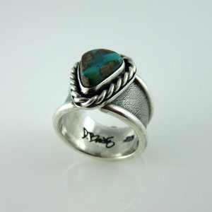 Pilot Mountain Turquoise and Sterling Silver Ring, Size 5.5, Southwestern jewelry, modern jewelry, boho ring image 4