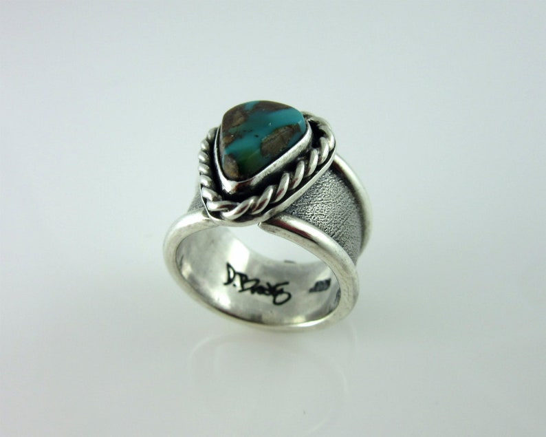 Pilot Mountain Turquoise and Sterling Silver Ring, Size 5.5, Southwestern jewelry, modern jewelry, boho ring image 4