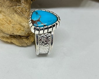 Turquoise Ring, Size 11, Real Egyptian Turquoise set in Sterling silver