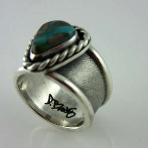 Pilot Mountain Turquoise and Sterling Silver Ring, Size 5.5, Southwestern jewelry, modern jewelry, boho ring image 7