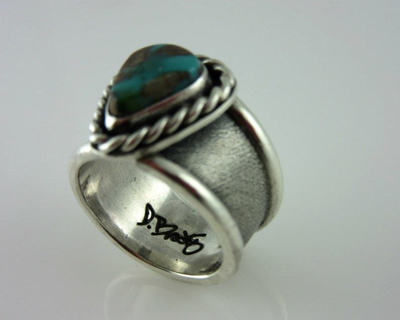 Pilot Mountain Turquoise and Sterling Silver Ring, Size 5.5, Southwestern jewelry, modern jewelry, boho ring image 7