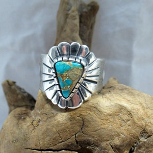 Pilot Mountain Turquoise Ring, Size 7.75. sterling Silver. Southwestern jewelry, modern jewelry, boho ring image 4