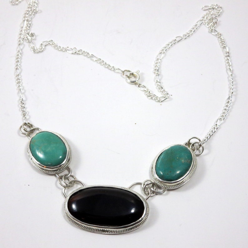 Black Onyx & Turquoise Necklace Statement Necklace Black and - Etsy