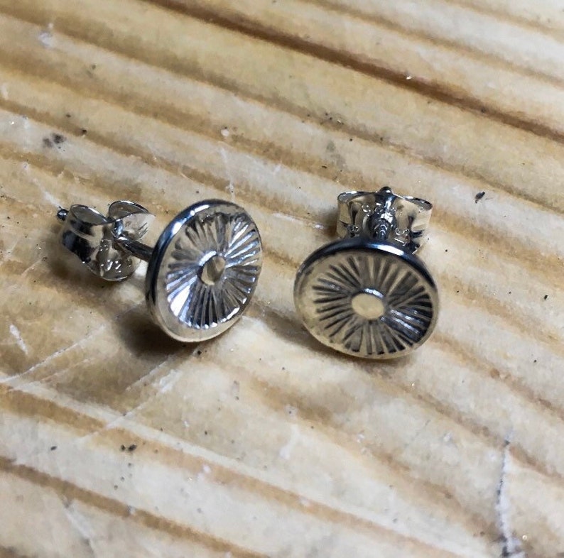 Sunburst earrings, sterling silver stud earrings, handcrafted image 7