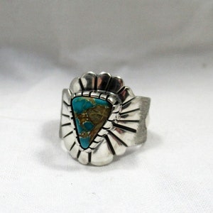 Pilot Mountain Turquoise Ring, Size 7.75. sterling Silver. Southwestern jewelry, modern jewelry, boho ring image 5