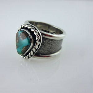 Pilot Mountain Turquoise and Sterling Silver Ring, Size 5.5, Southwestern jewelry, modern jewelry, boho ring image 5