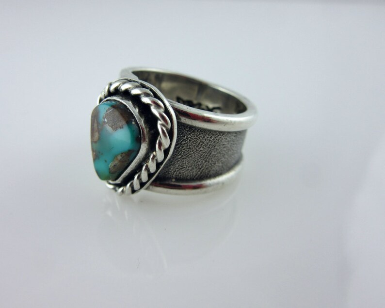 Pilot Mountain Turquoise and Sterling Silver Ring, Size 5.5, Southwestern jewelry, modern jewelry, boho ring image 5