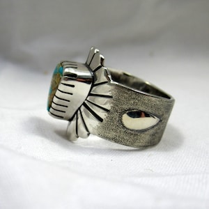 Pilot Mountain Turquoise Ring, Size 7.75. sterling Silver. Southwestern jewelry, modern jewelry, boho ring image 7